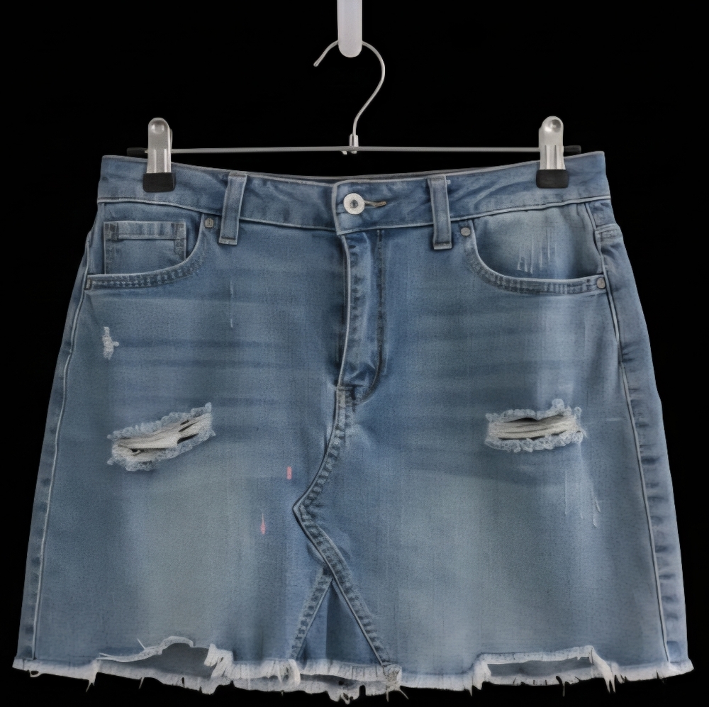 SZ Medium WAX JEANS Denium SKIRT.  Distre Excellent Condition And comfortable.